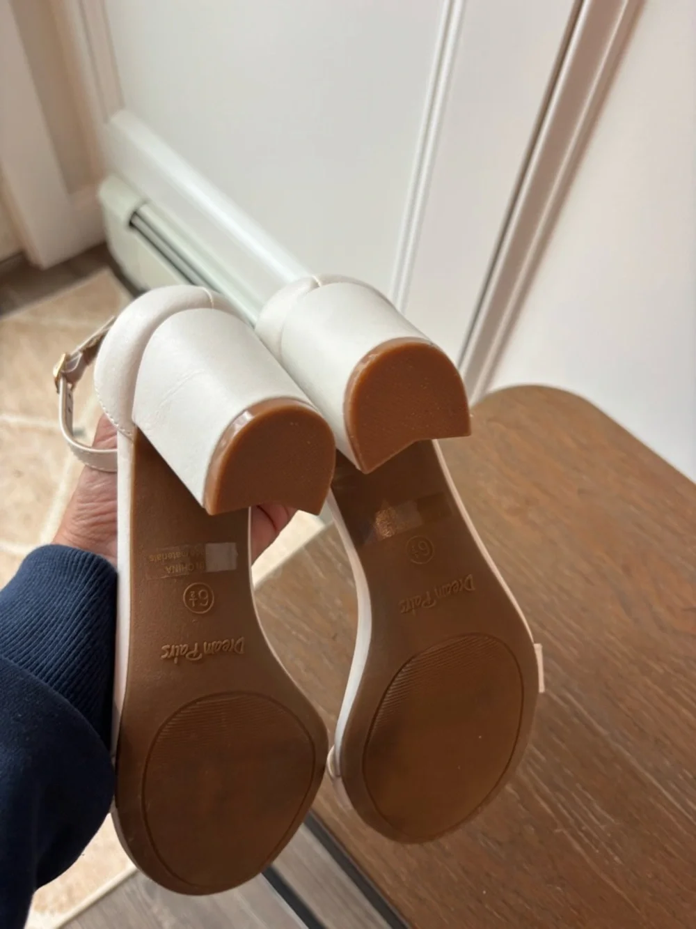 Women's Ankle-Strap Block Heel Sandals in White - Size 6.5